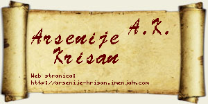 Arsenije Krišan vizit kartica